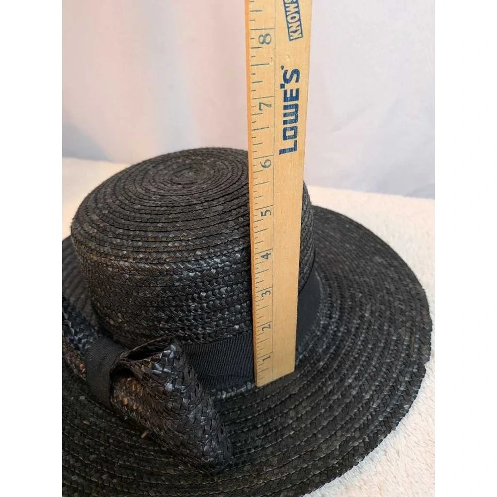 Betmar Black Straw Hat Womens Bow Accent Made in Italy Fashion Sun Hat - Picture 11 of 14
